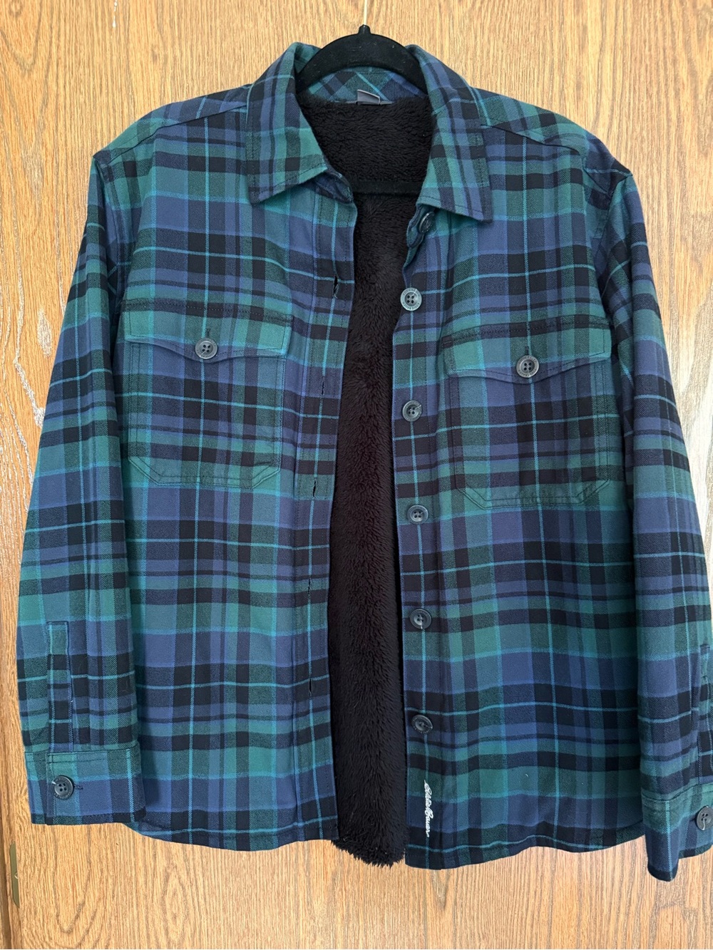 Plaid Sherpa-Lined Jacket - Blue & Green